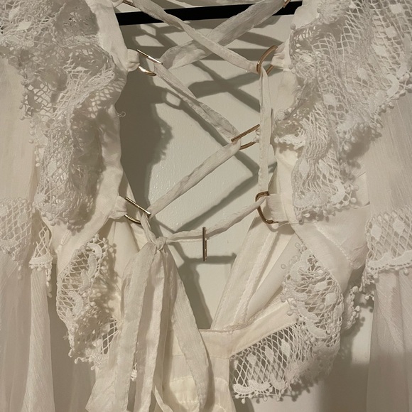 AKIRA White Ruffled Lace Dress ; Bachelorette Party - Picture 5 of 7